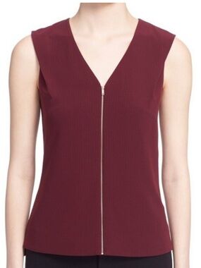 Ted Baker Zip-Front V-Neck Sleeveless Camisole — Burgundy